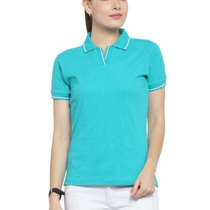 Polo Neck Electric Green with White T-Shirt 100% Organic Cotton
